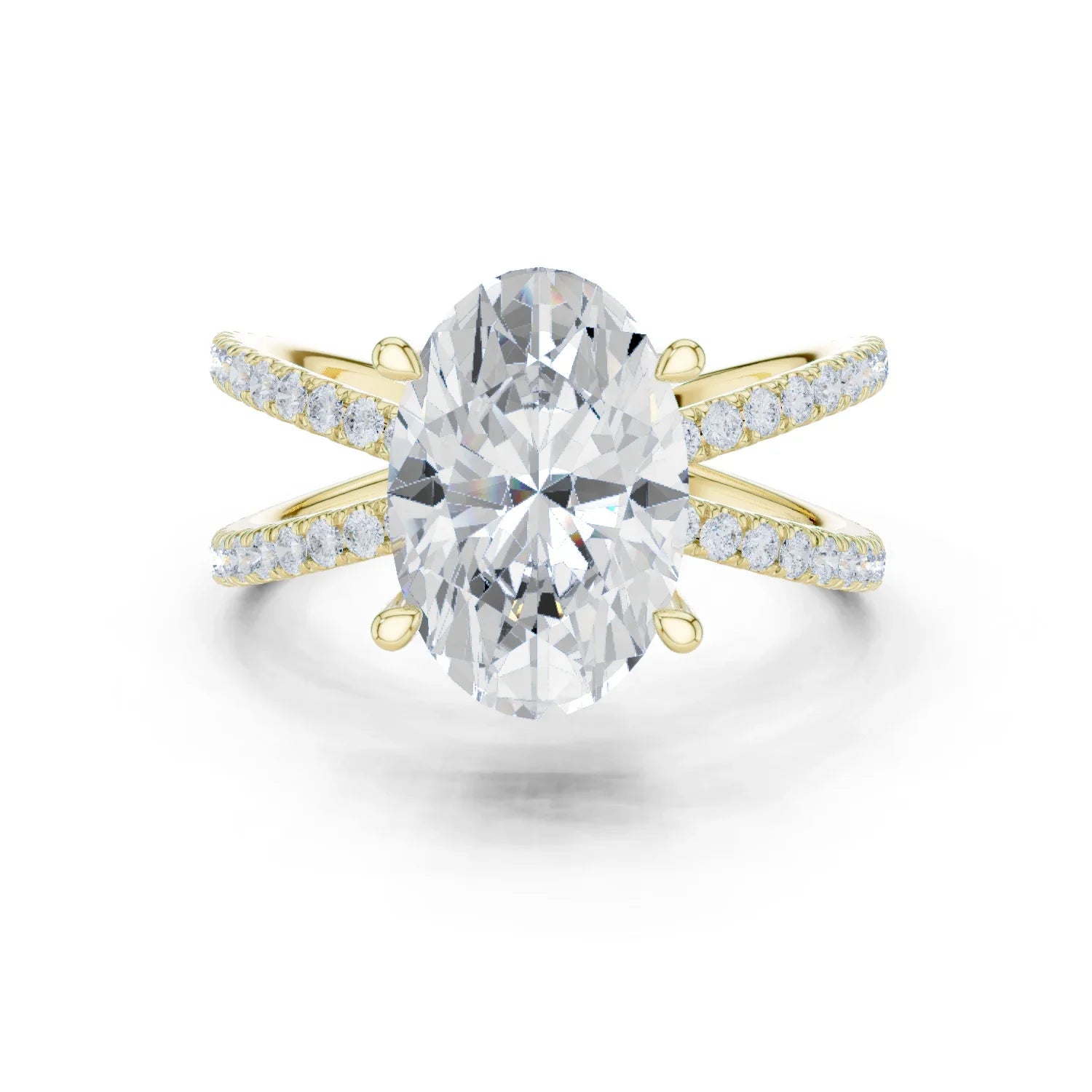 Oval Cut Diamond Split Shank Engagement Ring
