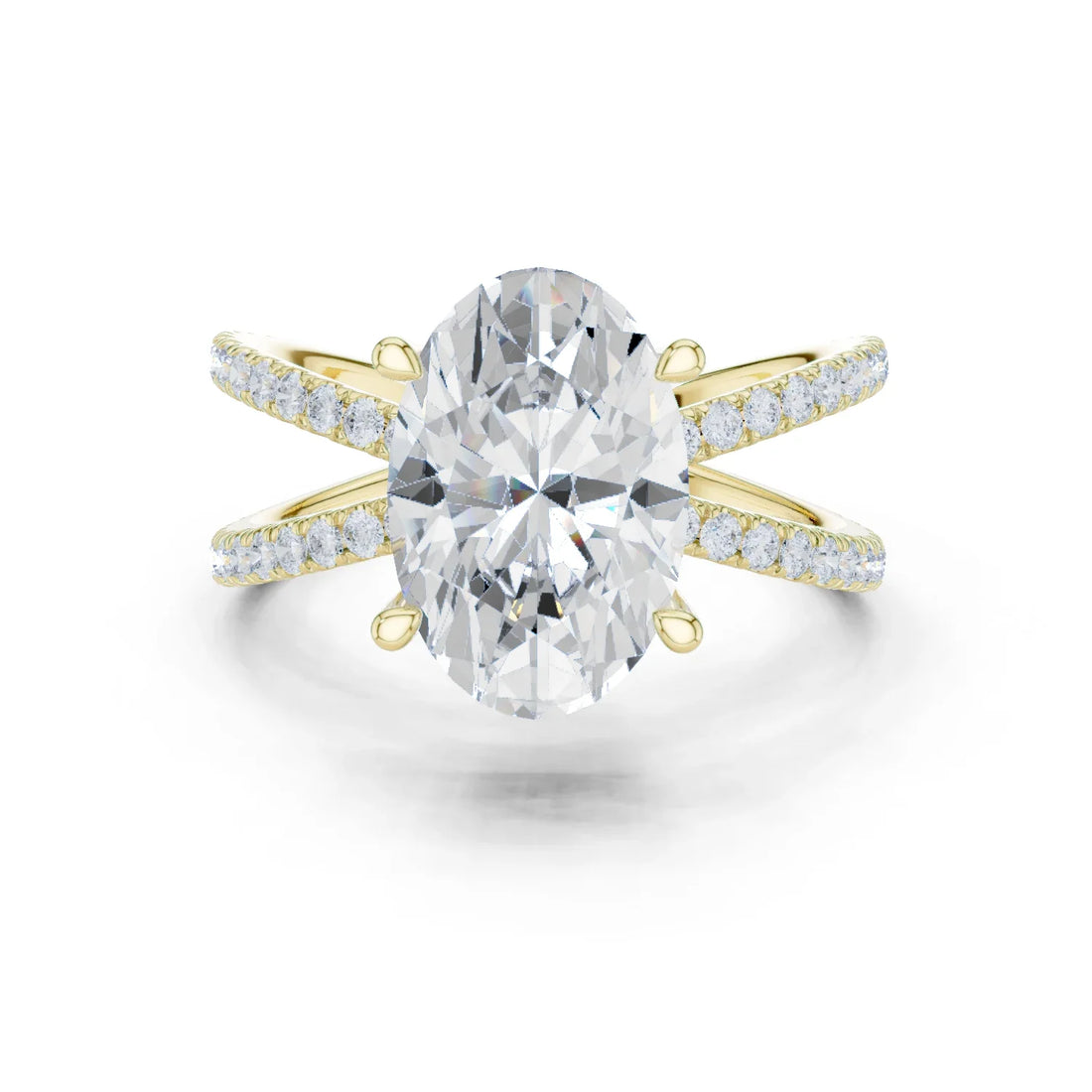 Oval Cut Diamond Split Shank Engagement Ring