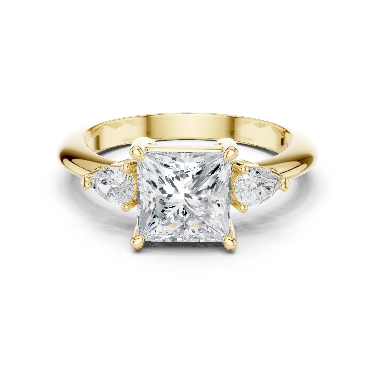 Princess Diamond Solitaire Engagement Ring with Hidden Side Accent