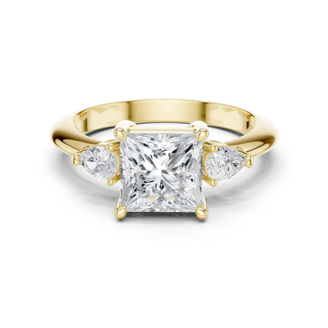 Princess Diamond Solitaire Engagement Ring with Hidden Side Accent