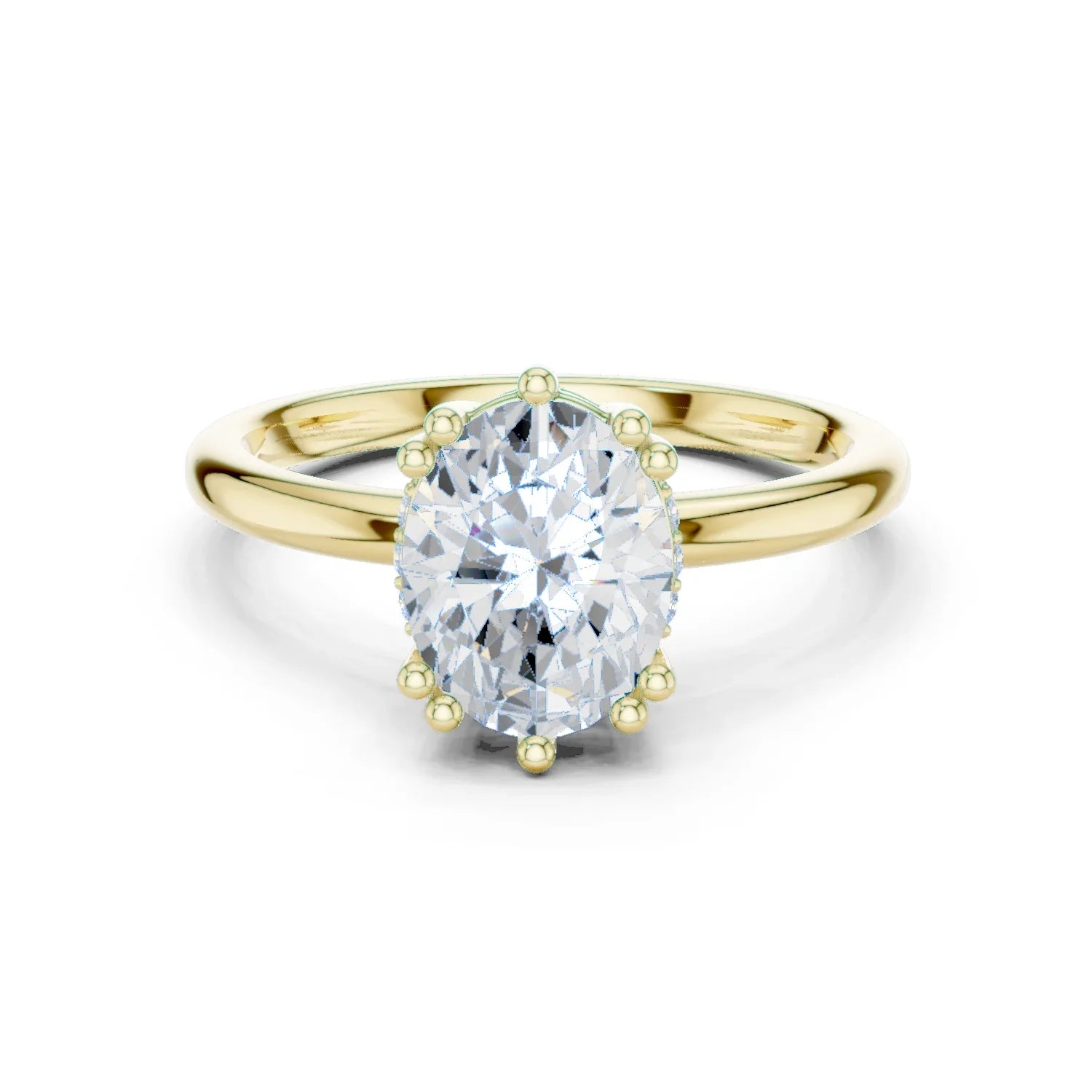 Oval Cut Diamond Solitaire Engagement Ring with Hidden Accent Diamonds