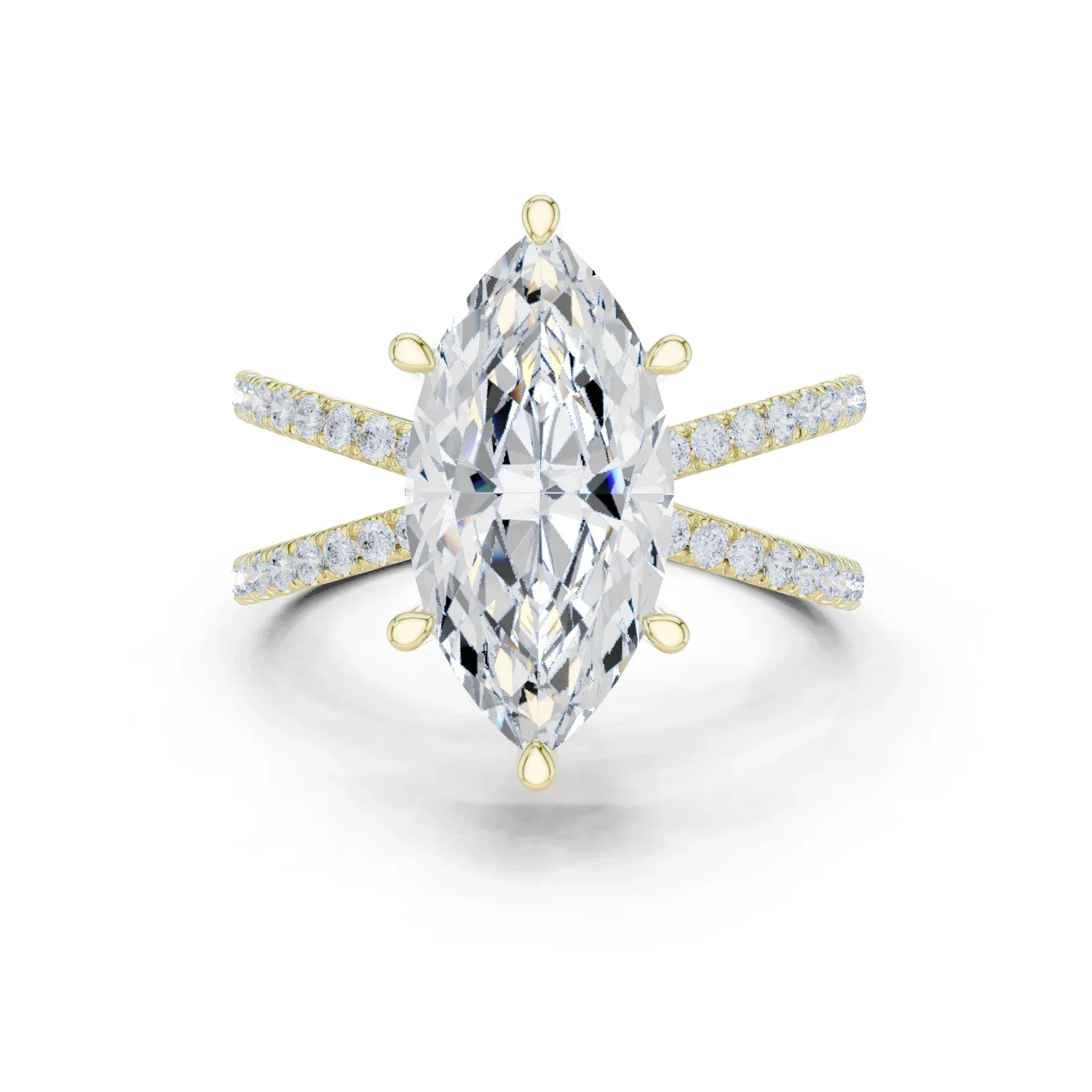 Marquise Cut Diamond Split Shank Engagement Ring