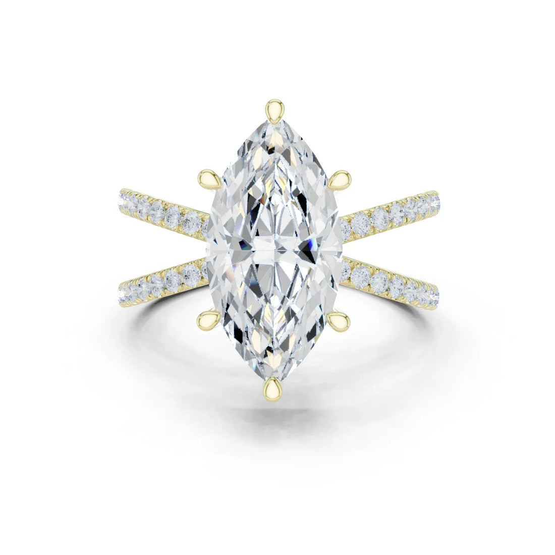 Marquise Cut Diamond Split Shank Engagement Ring