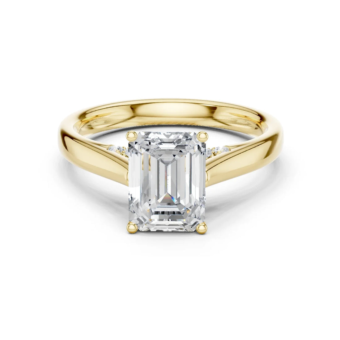 Emerald Cut Diamond Cathedral Pave Engagement Ring