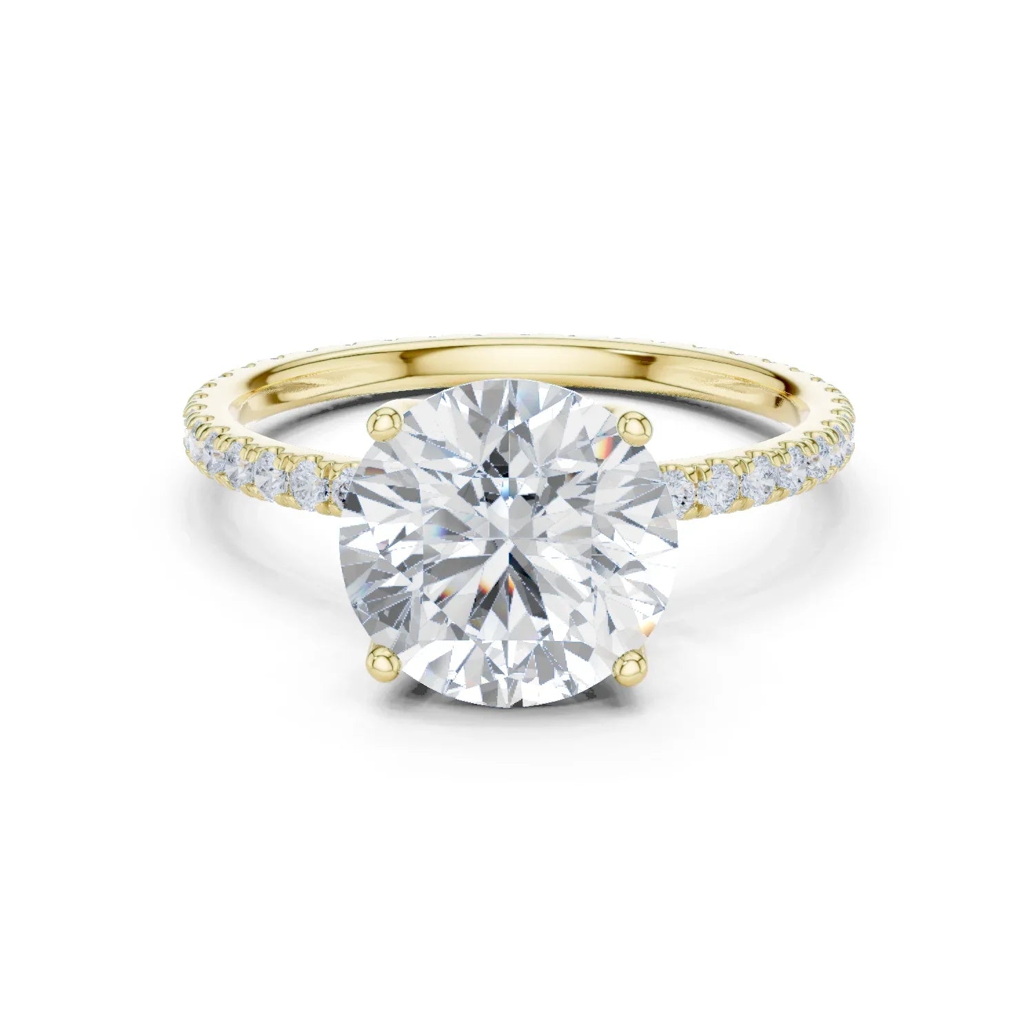 Round Shape Diamond Pave Band Engagement Ring