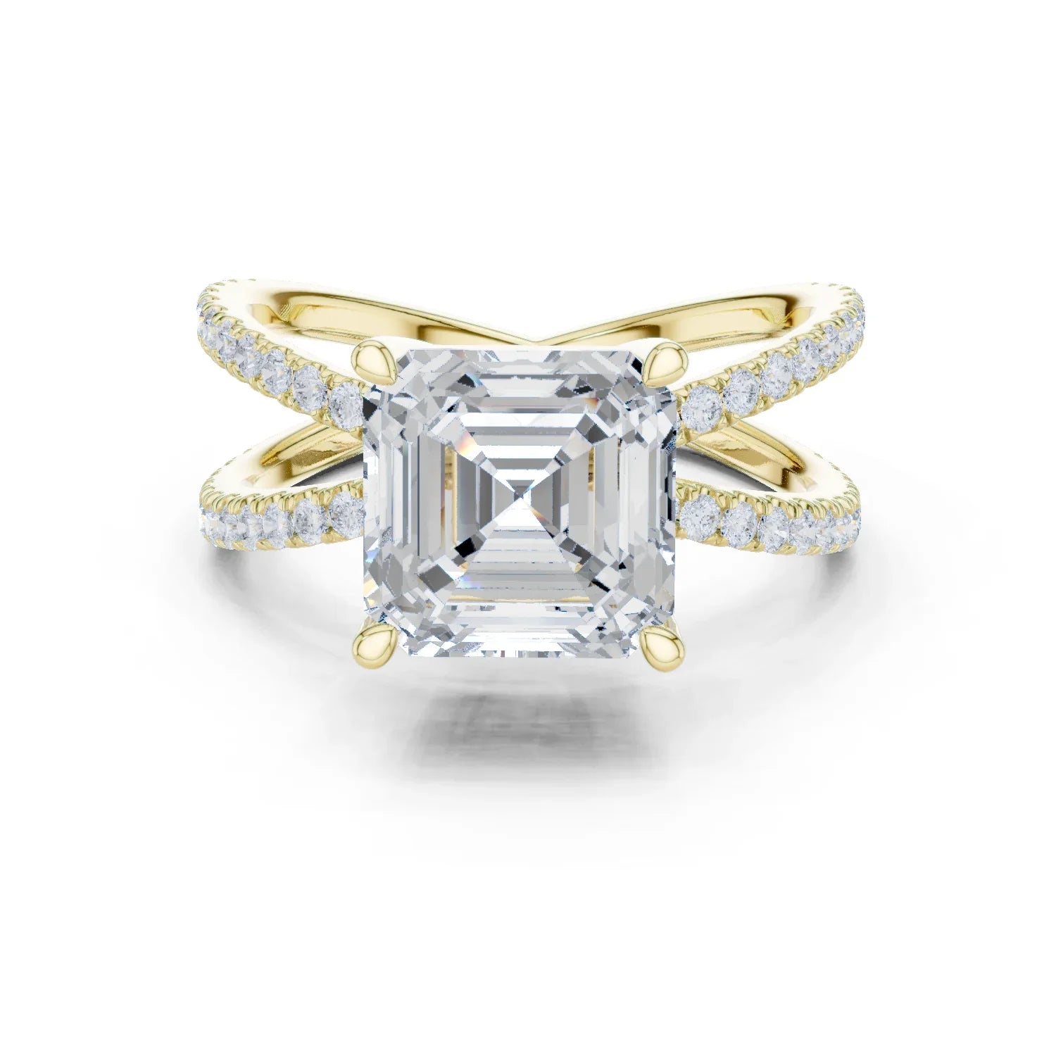 Asscher Cut Diamond Split Shank Engagement Ring