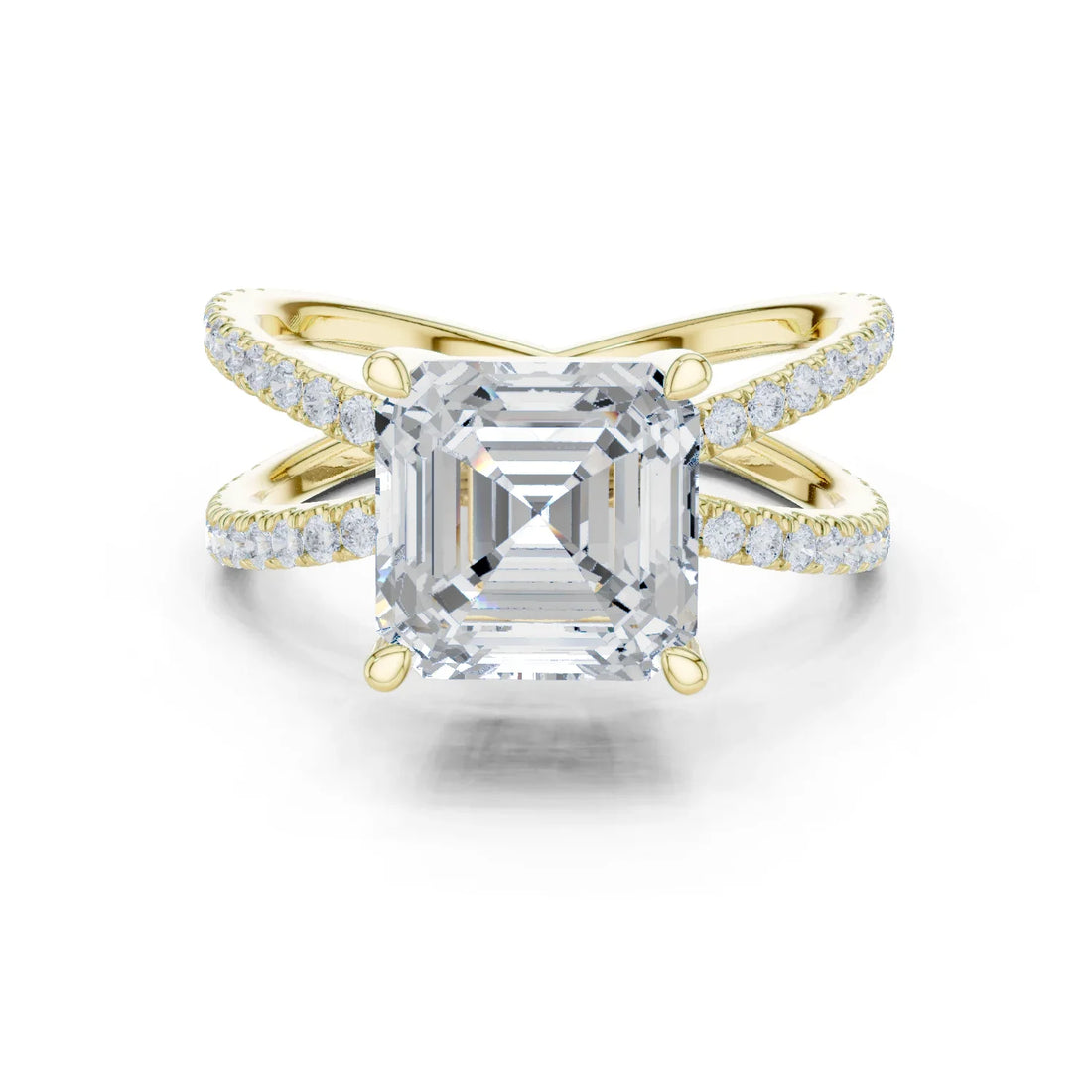 Asscher Cut Diamond Split Shank Engagement Ring