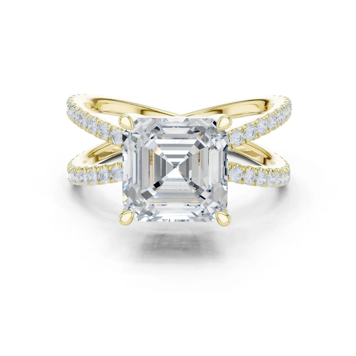 Asscher Cut Diamond Split Shank Engagement Ring