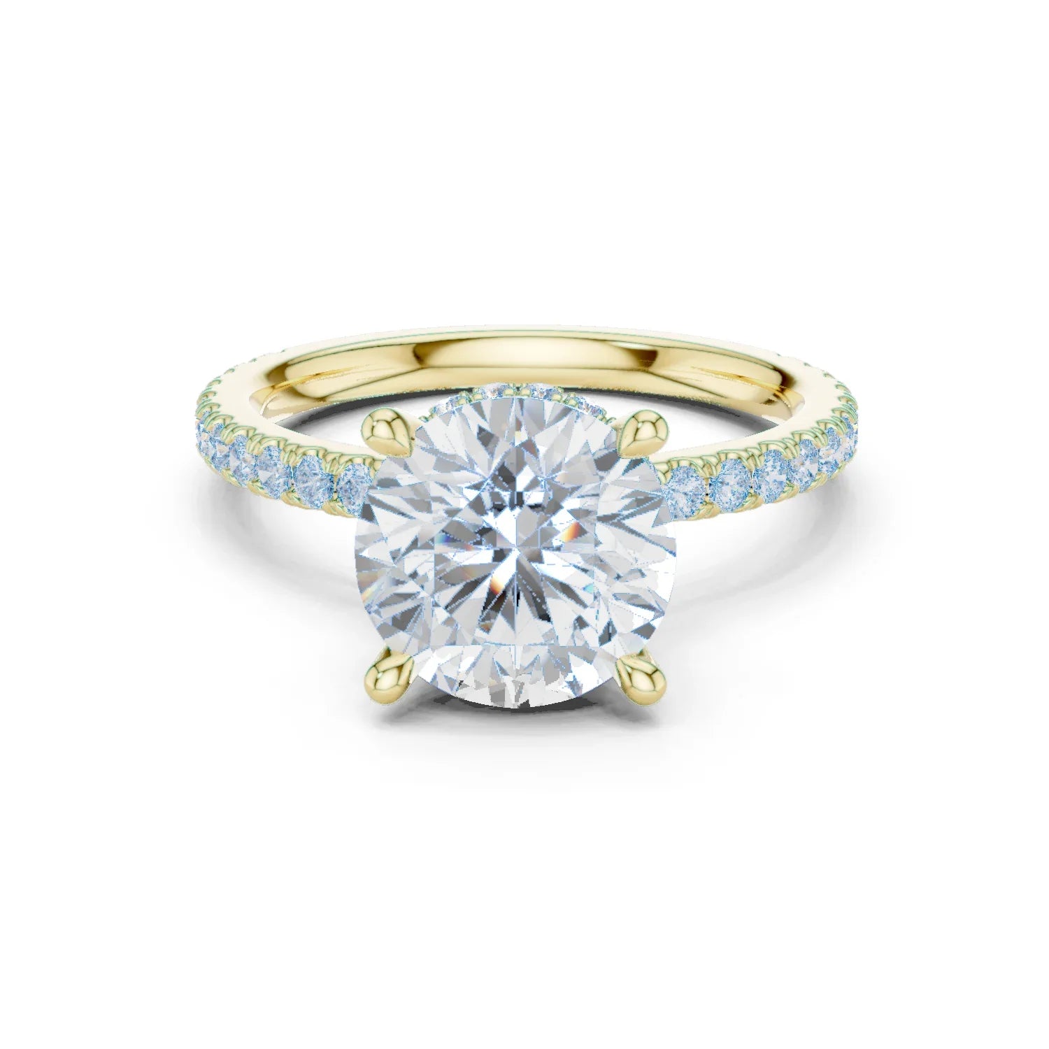 Round Cut Diamond Double Hidden Halo Engagement Ring