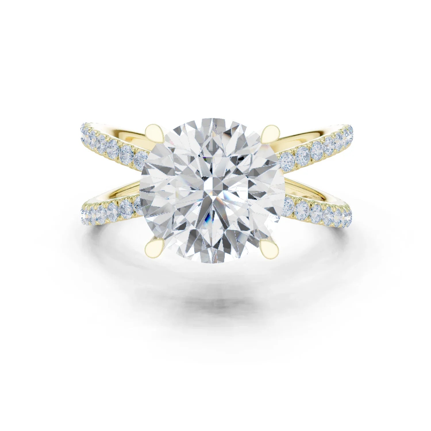 Round Cut Diamond Split Shank Engagement Ring