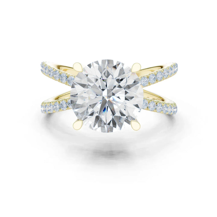 Round Cut Diamond Split Shank Engagement Ring