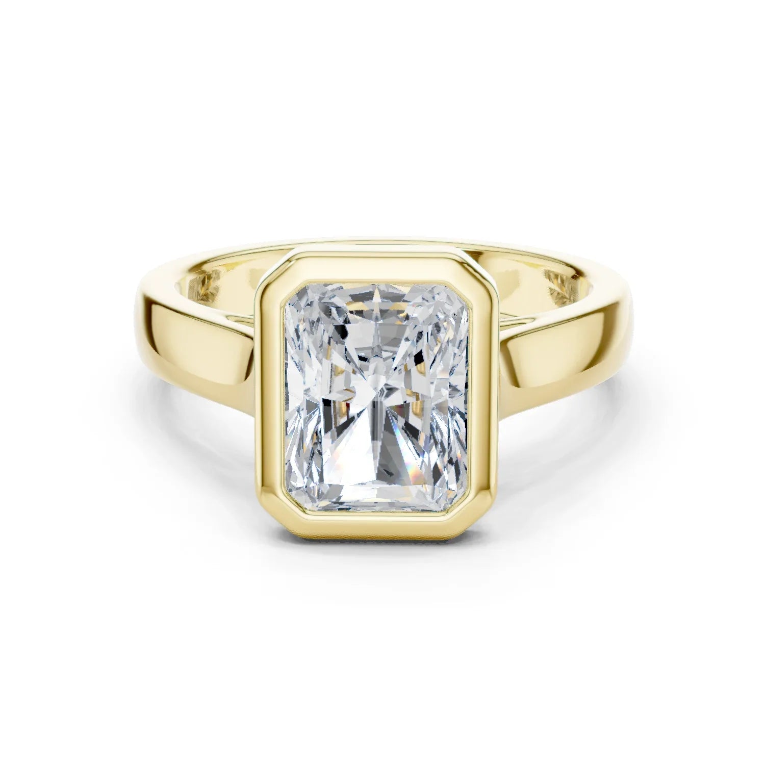 Radiant Cut Diamond Bezel Solitaire Engagement Ring