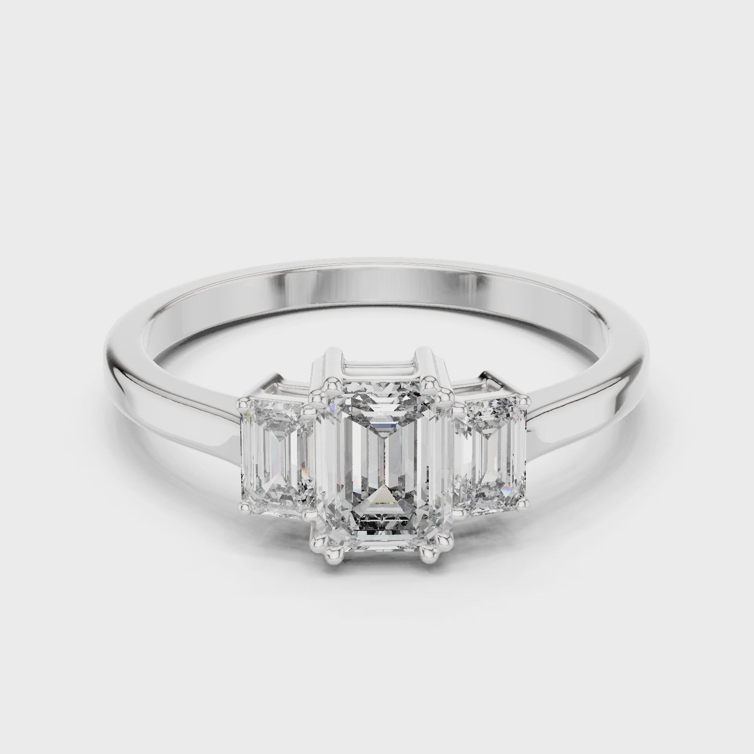 Emerald Cut Three-Stone Diamond Engagement