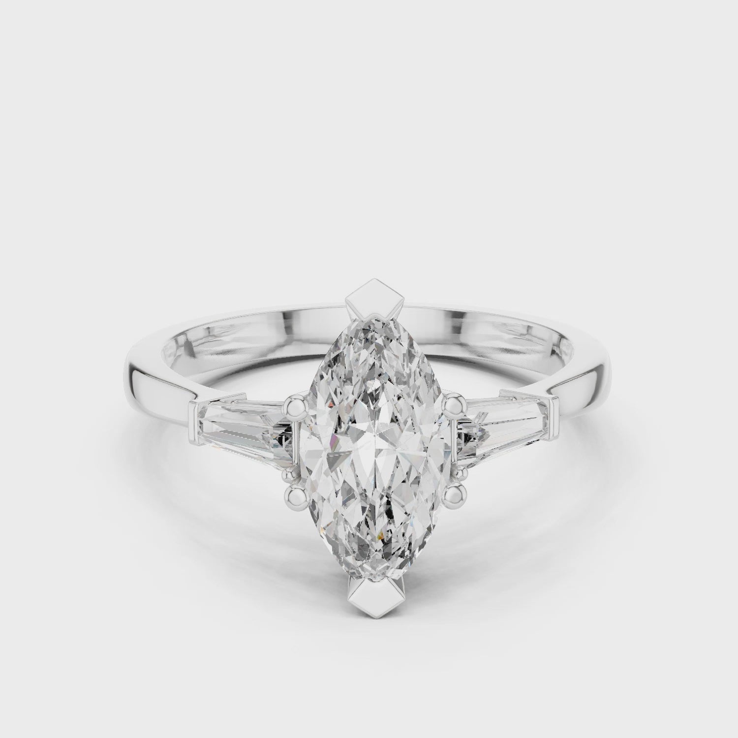 Marquise Diamond Three Stone Engagement Ring
