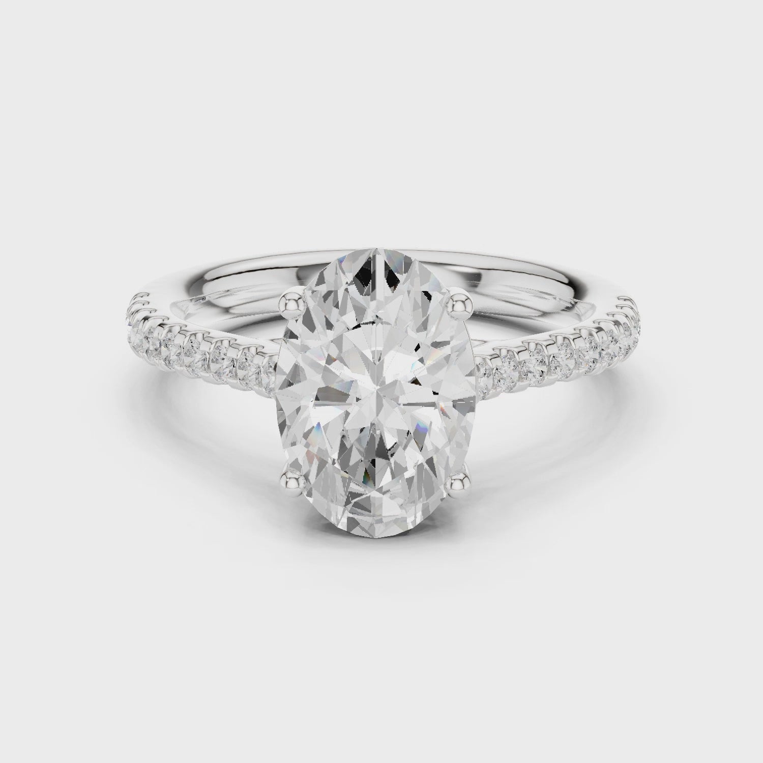 Oval-Cut Diamond Engagement Ring with Split Shank