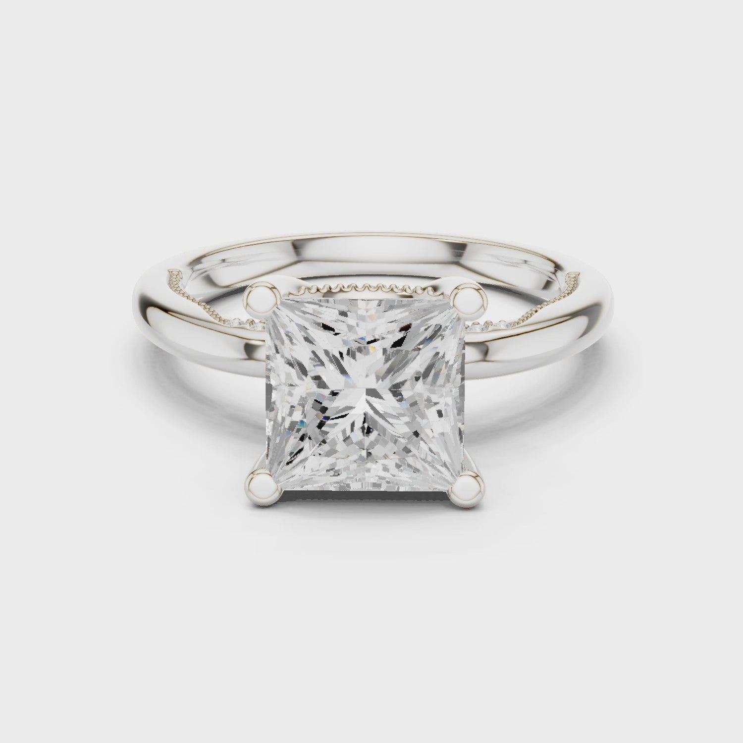 Hidden Halo Princess Cut Diamond Engagement Ring
