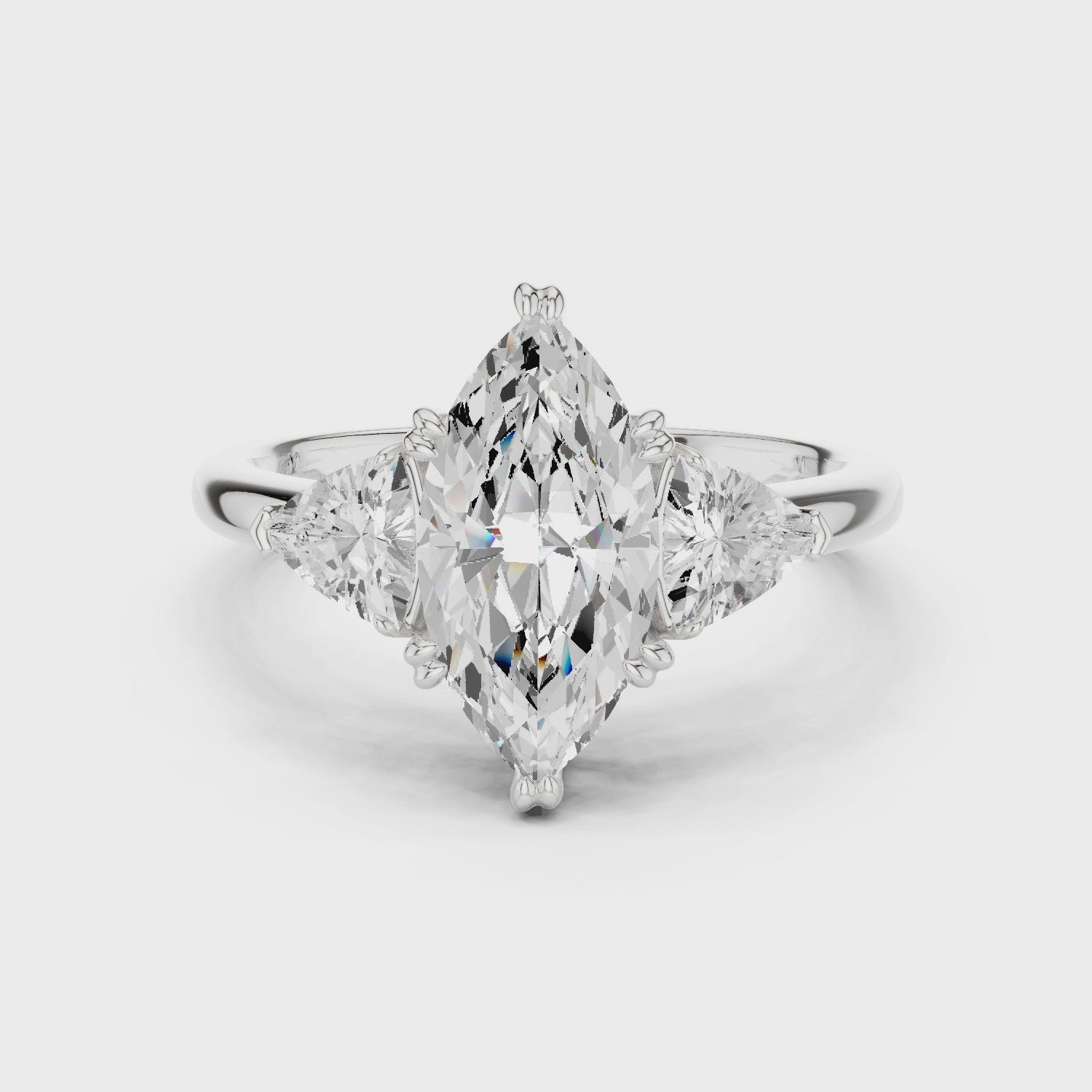 Marquise Cut Diamond Three Stone Engagement Ring