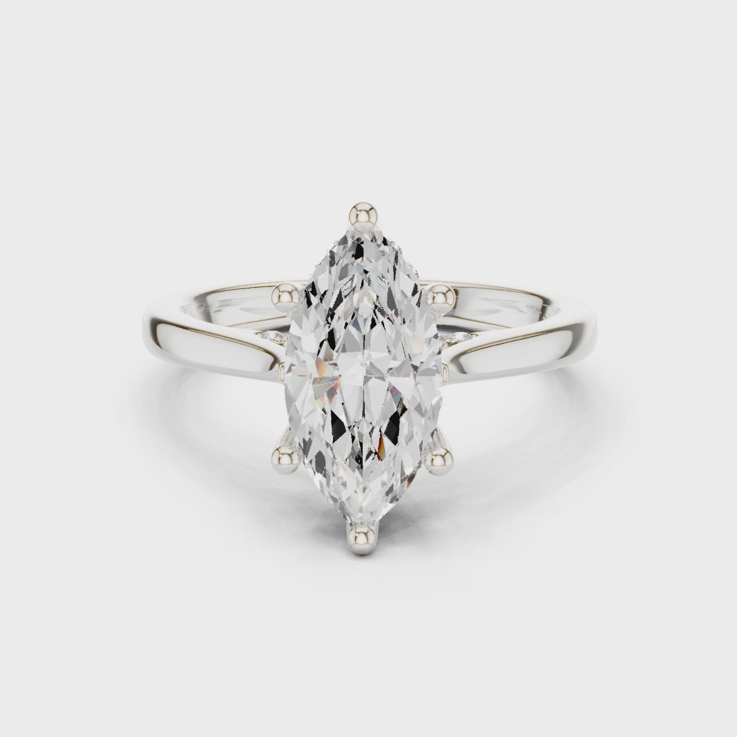 Marquise Cut Diamond Hidden Halo Engagement Ring With Cathedral Pave