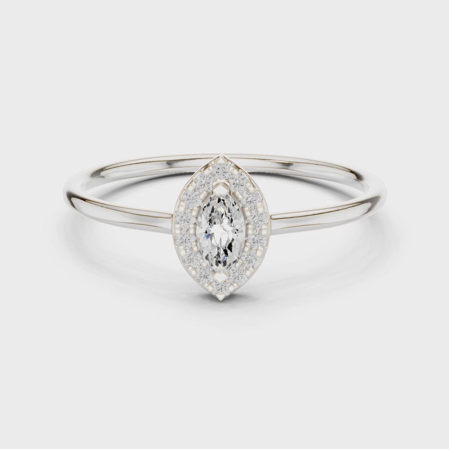 Marquise-Cut Diamond Halo Engagement Ring