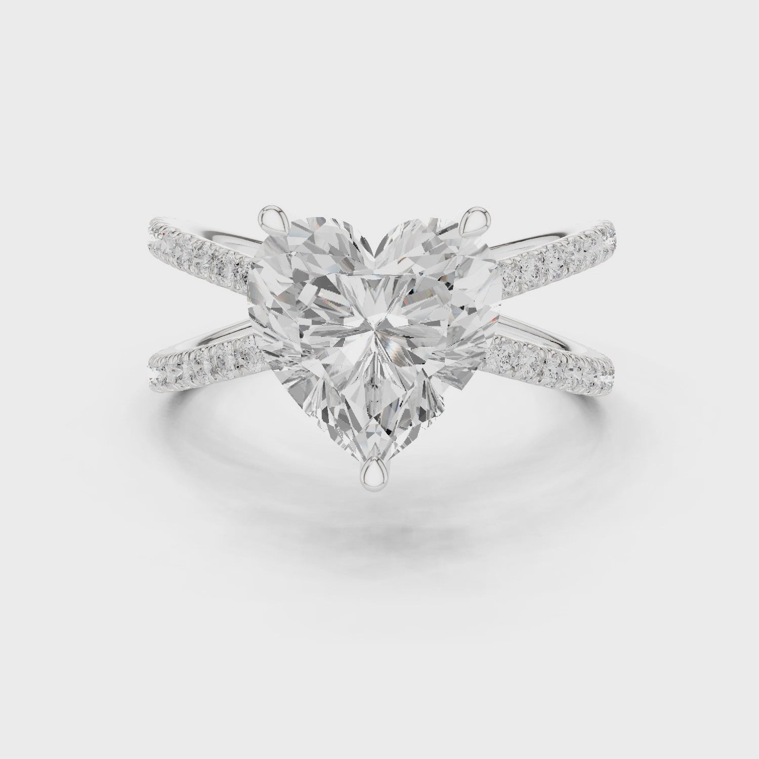 Heart Cut Diamond Split Shank Engagement Ring
