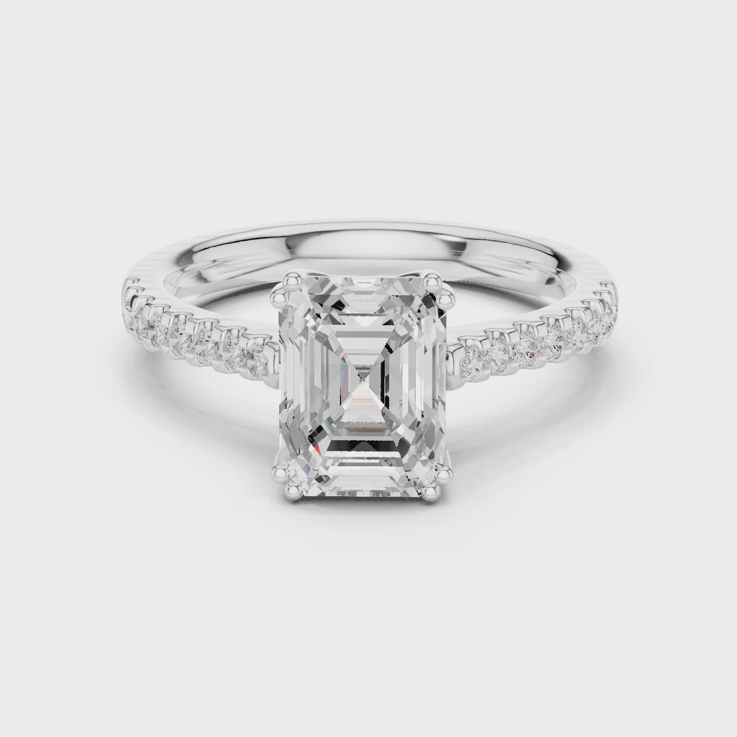 Emerald-Cut Diamond Engagement Ring with Split Shank