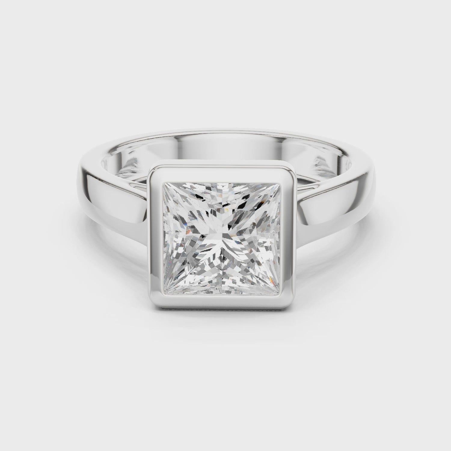 Princess Cut Diamond Bezel Solitaire Engagement Ring