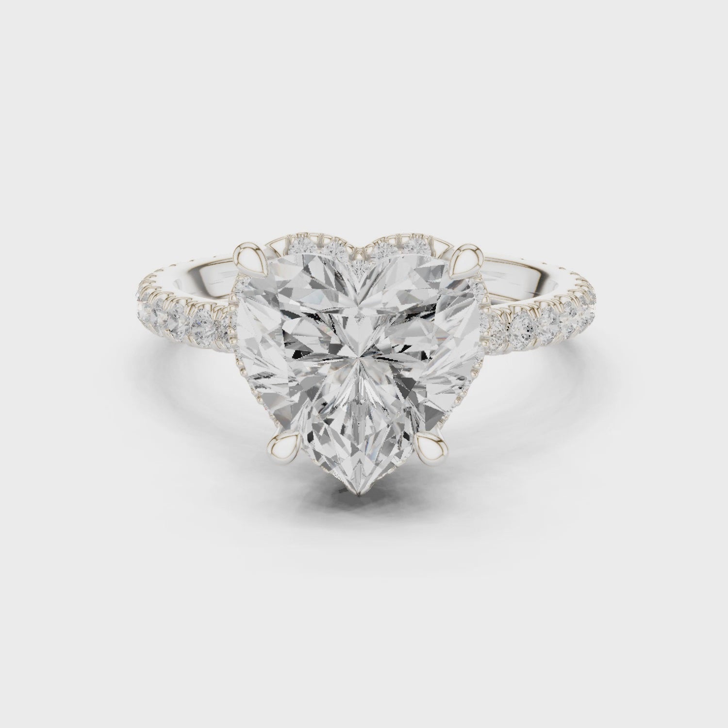 Heart Diamond Hidden Halo Engagement Ring