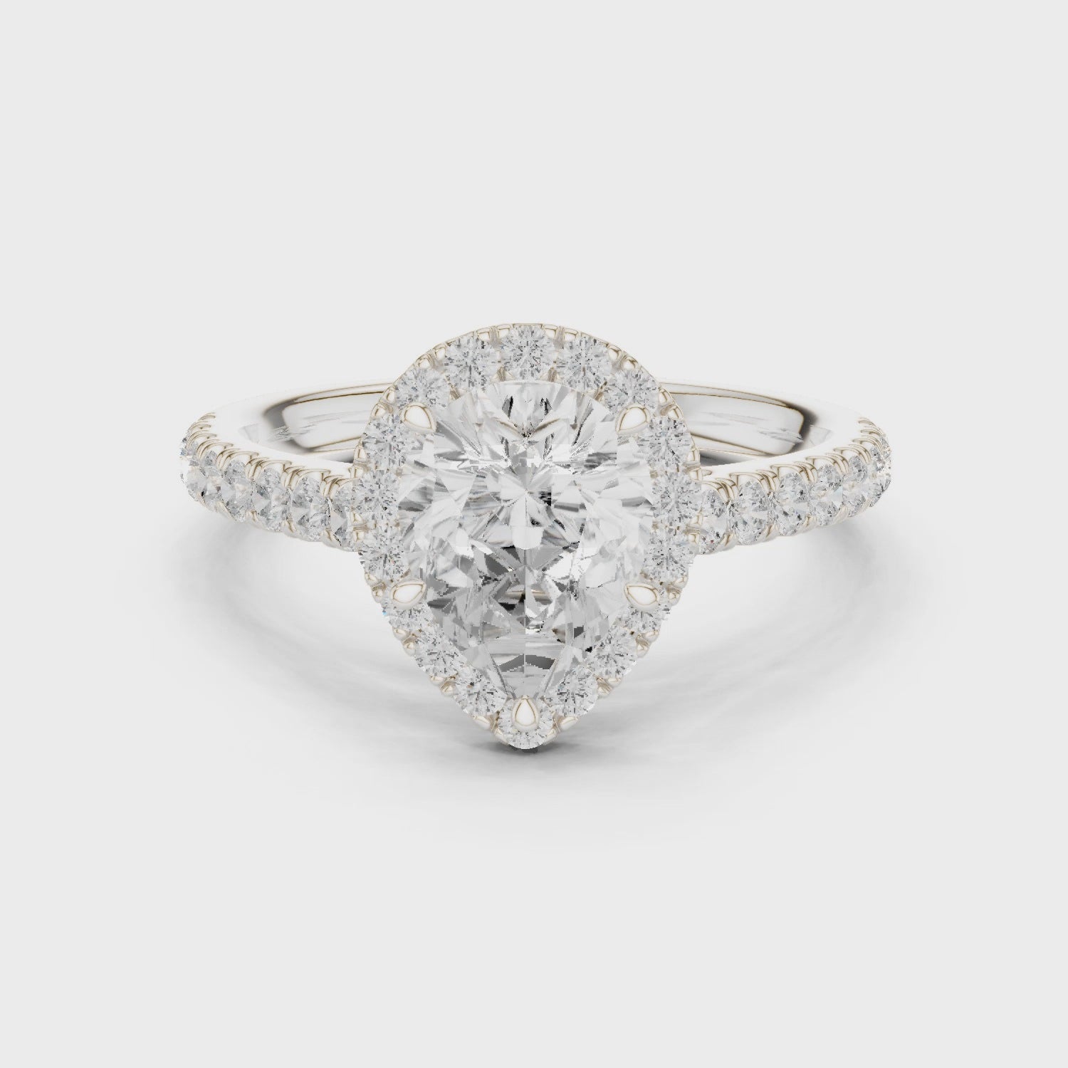 Pear Shape Diamond Halo Engagement Ring
