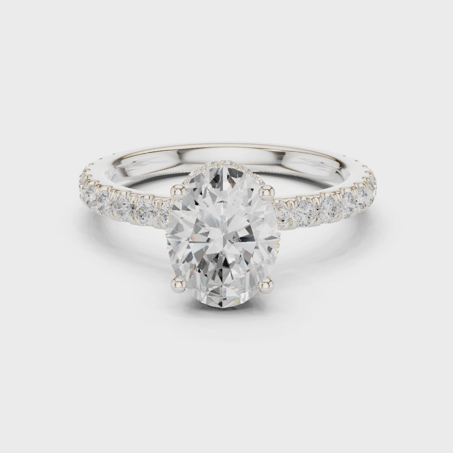 Oval Cut Diamond Double Halo Pave Engagement Ring