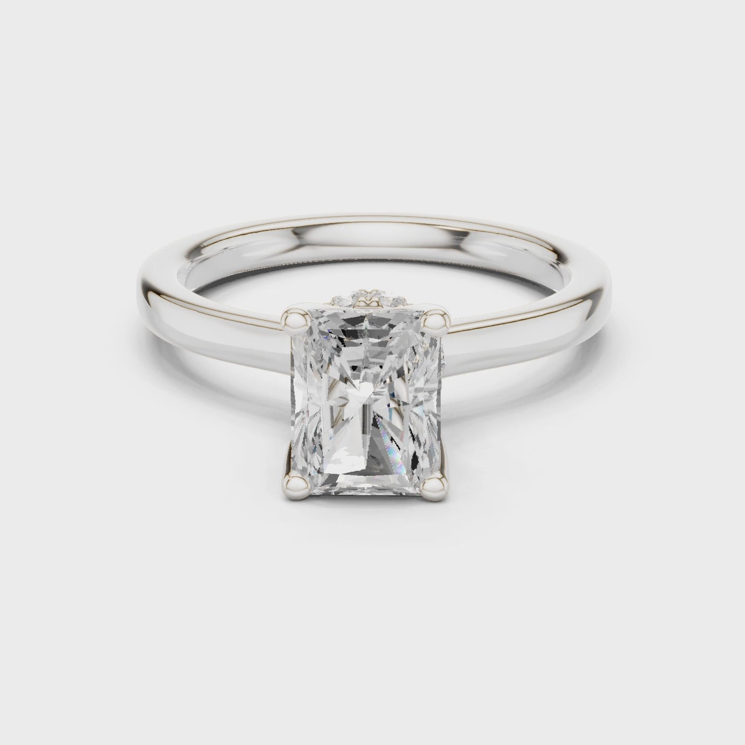 Radiant Shape Diamond Hidden Halo Engagement Ring