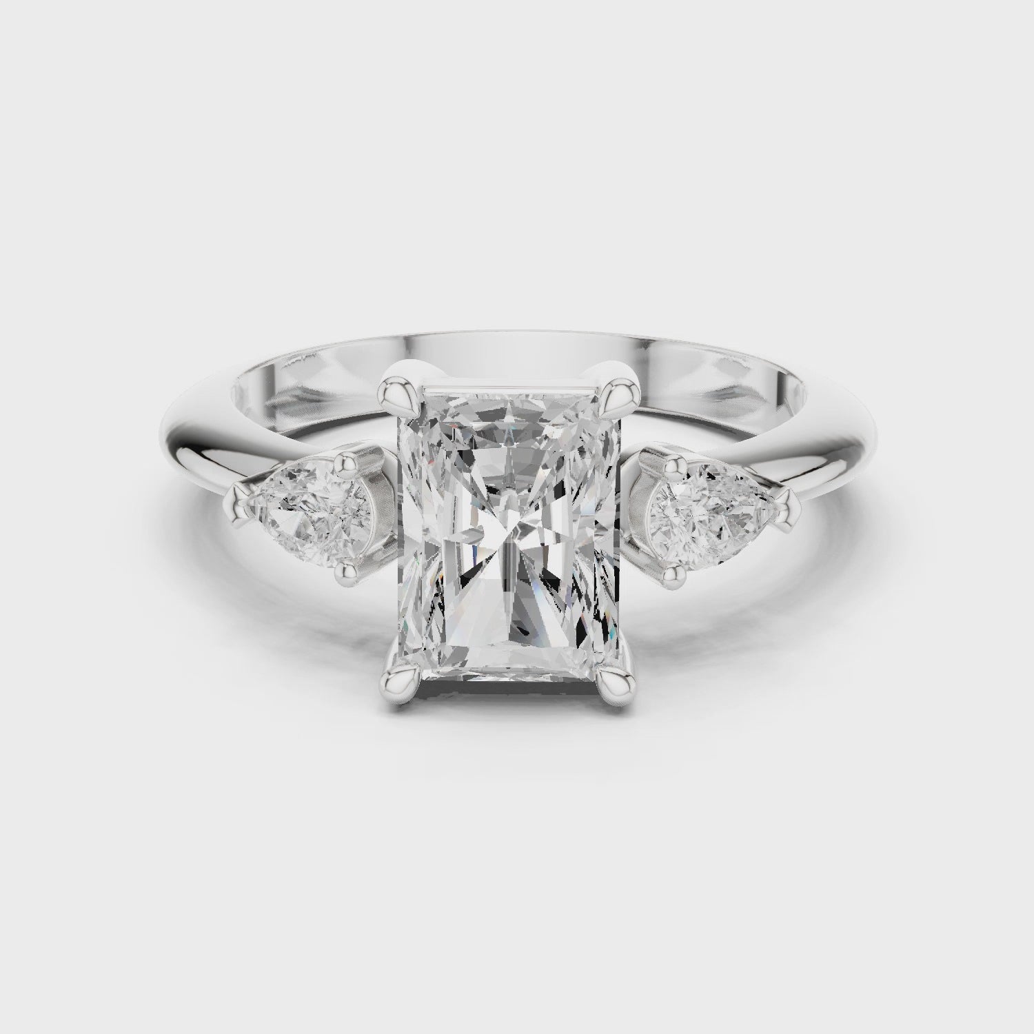 Radiant Diamond Solitaire Engagement Ring with Hidden Side Accent
