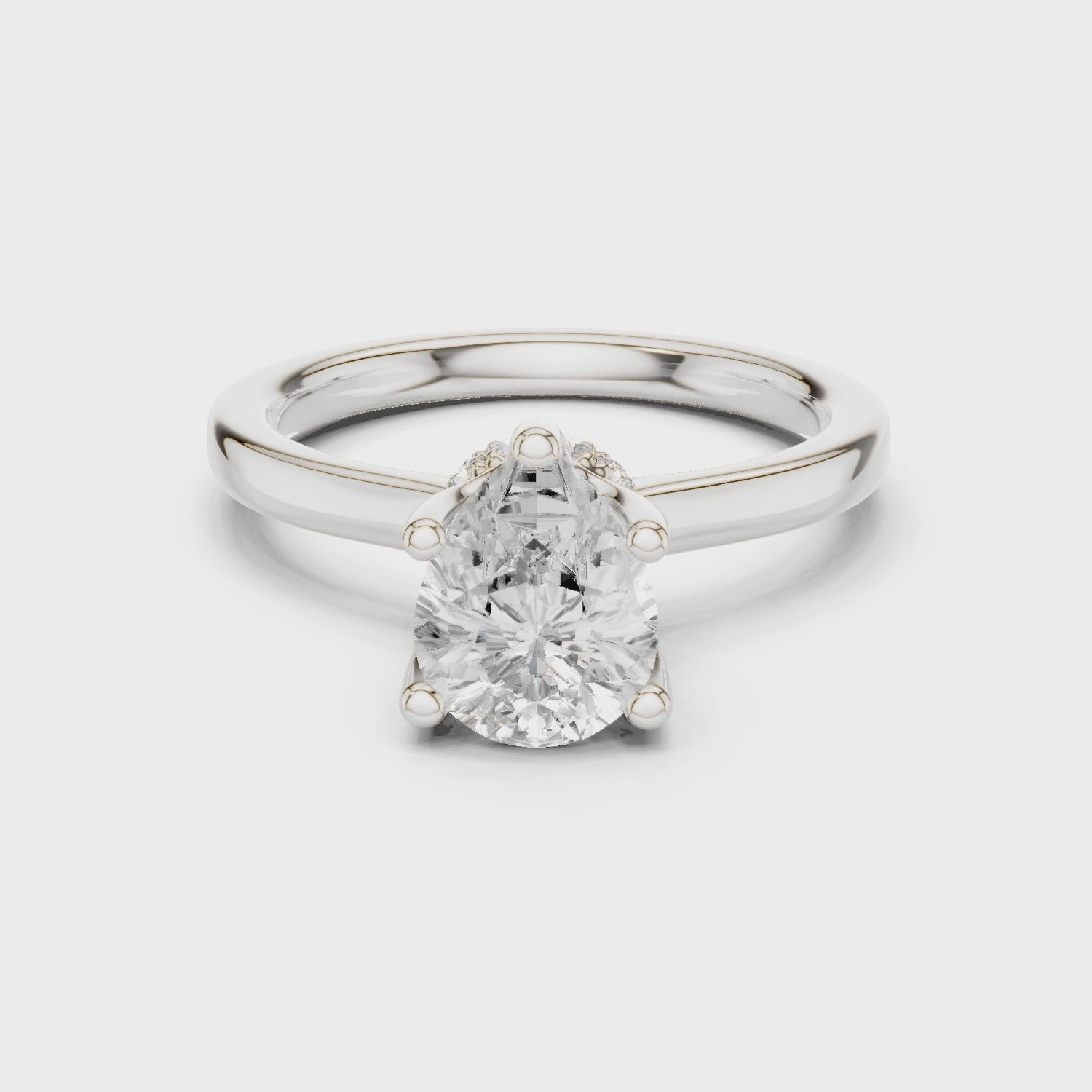 Pear Shape Diamond Hidden Halo Engagement Ring