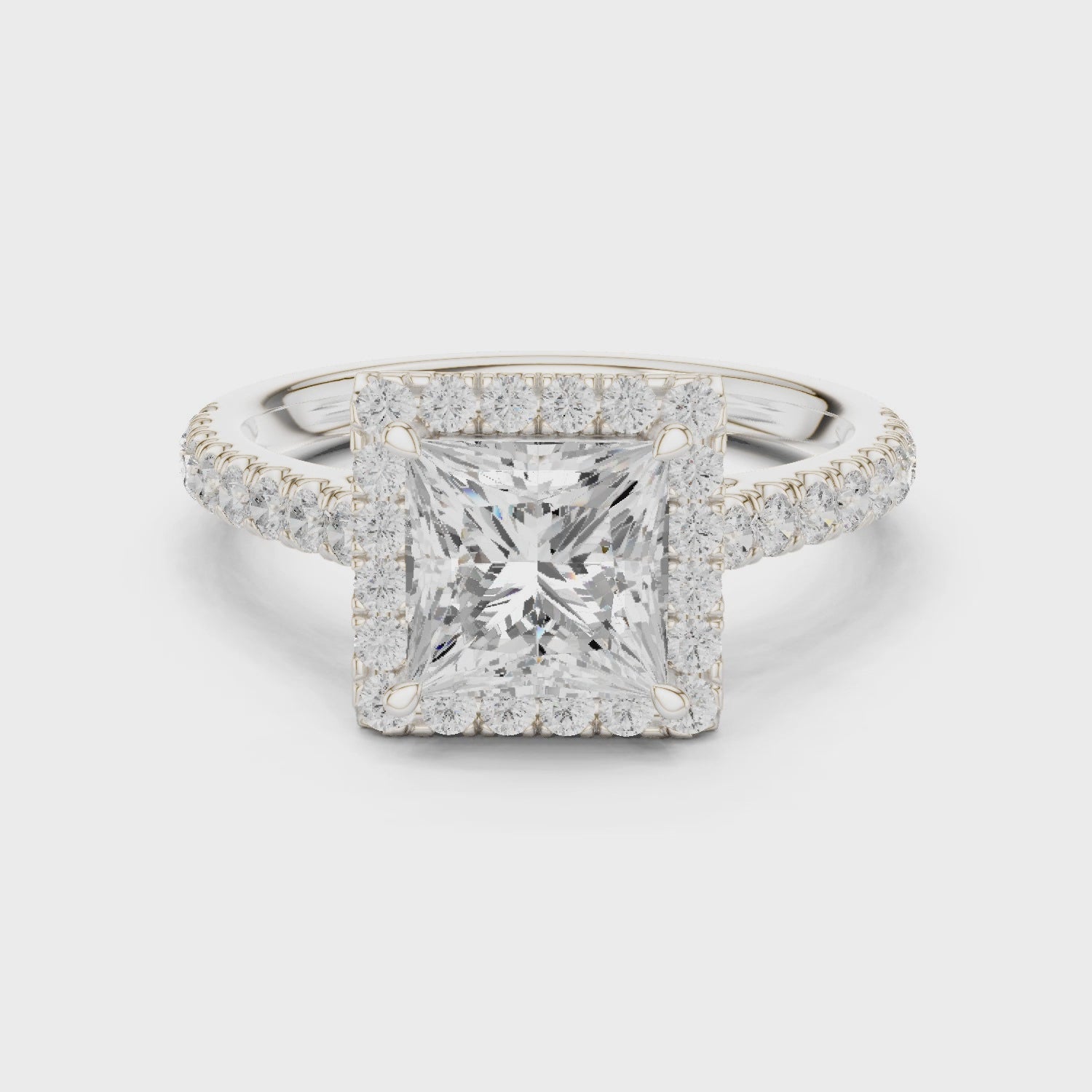 Princess Shape Diamond Halo Engagement Ring
