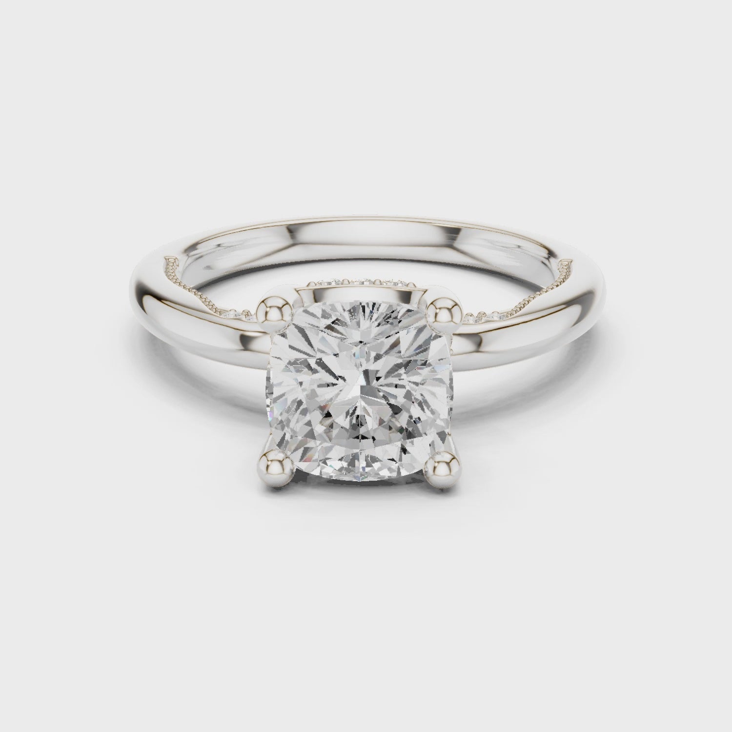 Hidden Halo Cushion Cut Diamond Engagement Ring
