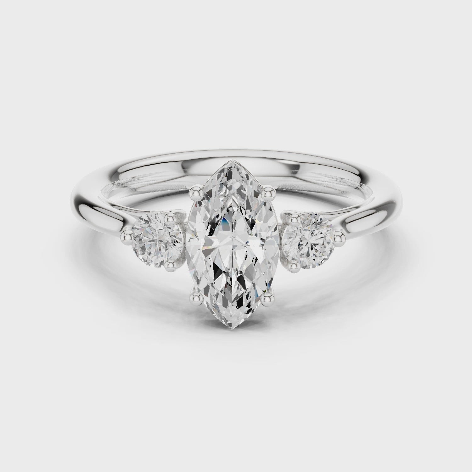 Marquise-Cut Three-Stone Diamond Engagement Ring