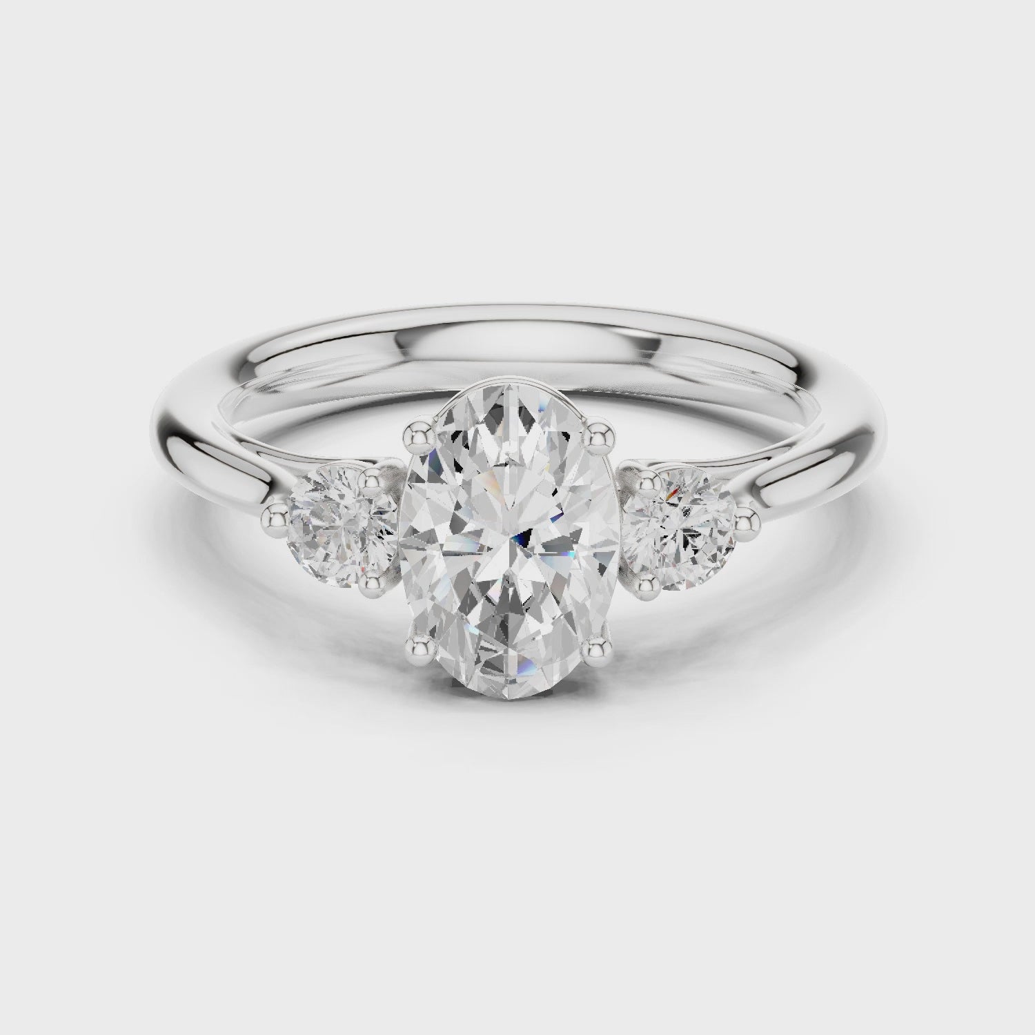 Oval-Cut Three-Stone Diamond Engagement Ring