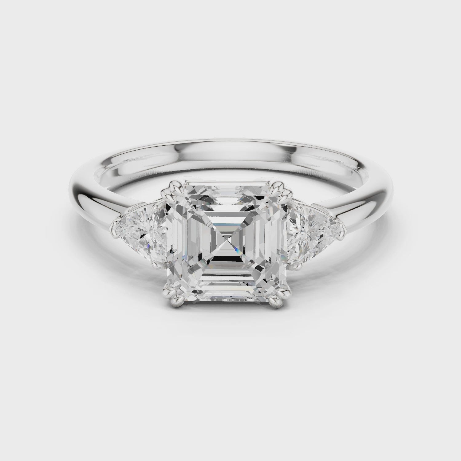 Asscher Cut Diamond Three-Stone Engagement Ring