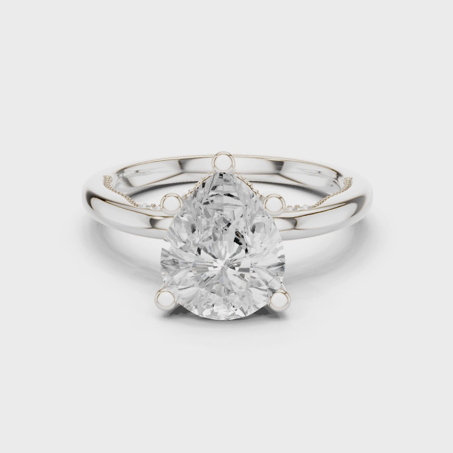 Hidden Halo Pear Cut Diamond Engagement Ring