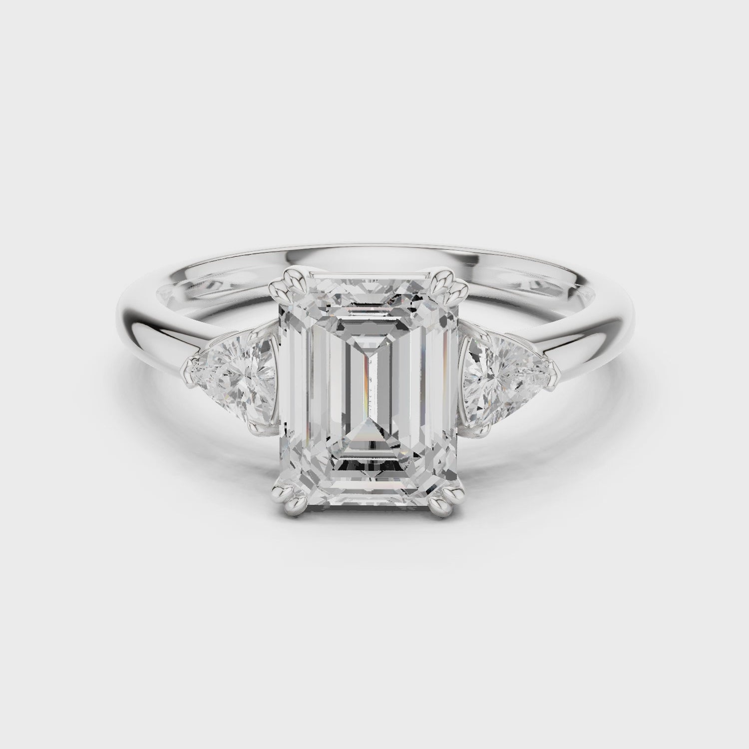 Emerald Cut Diamond Three-Stone Engagement Ring