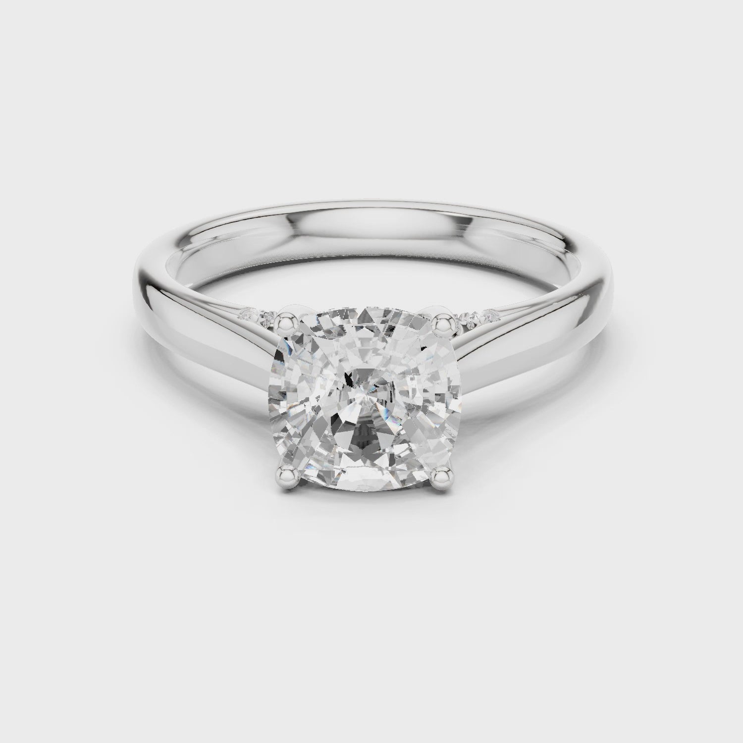 Cushion Cut Diamond Cathedral Pave Engagement Ring
