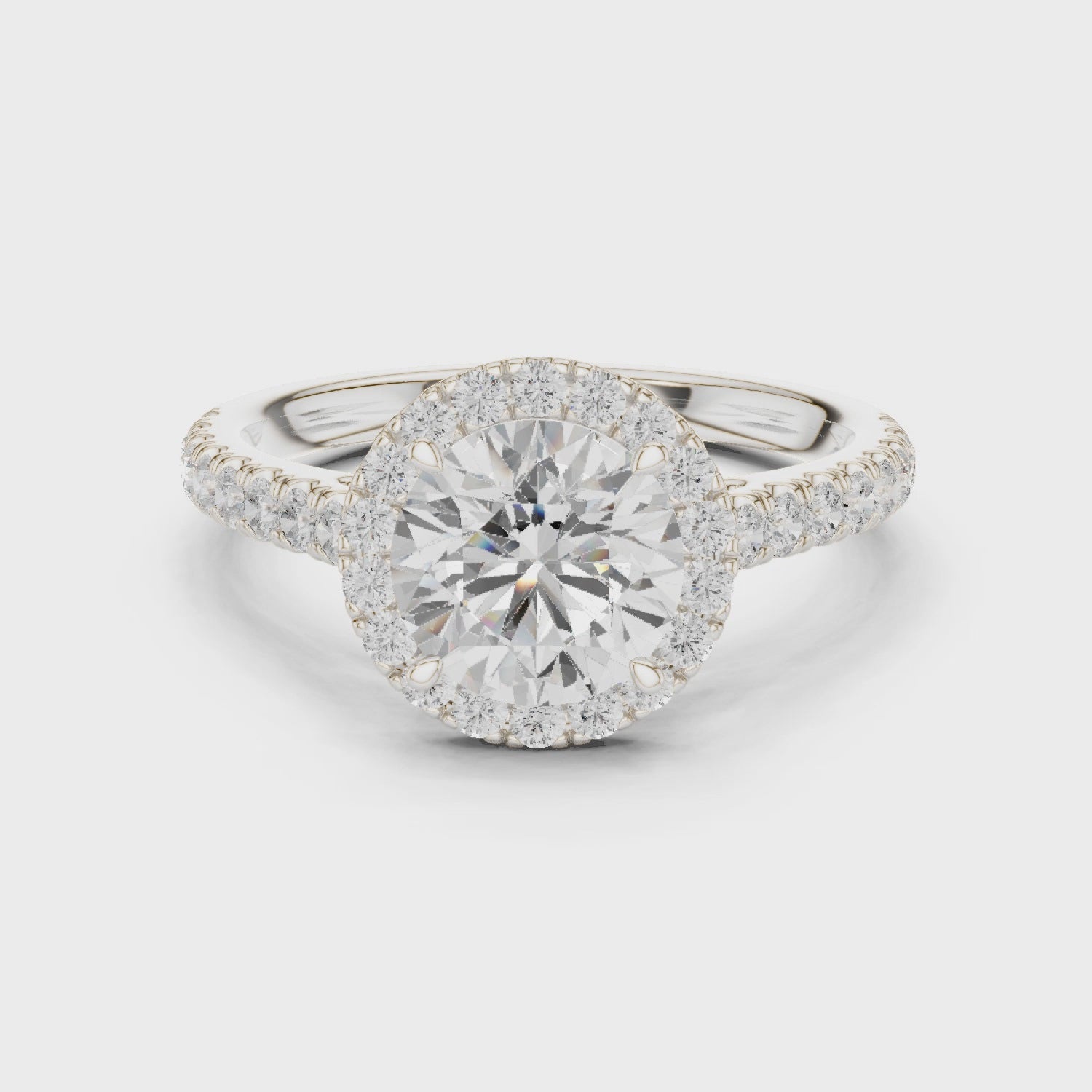 Round Shape Diamond Halo Engagement Ring