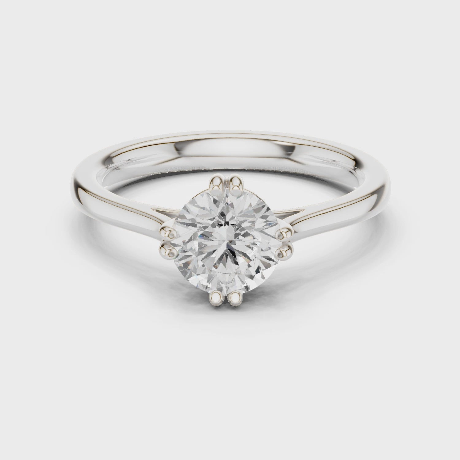 Round-Cut Solitaire Diamond Ring with Split Shank