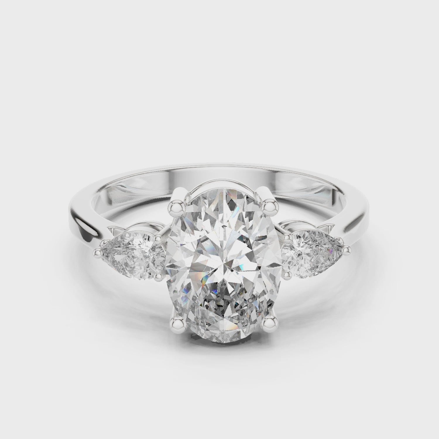 Oval Cut Diamond Engagement Ring with Side Accent Diamond
