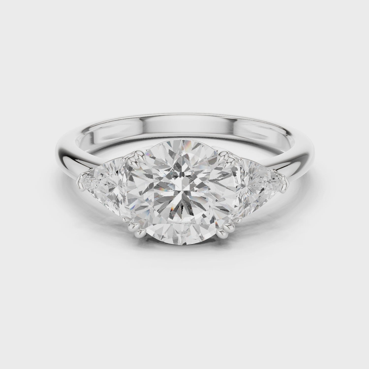 Round Cut Diamond Three Stone Engagement Ring