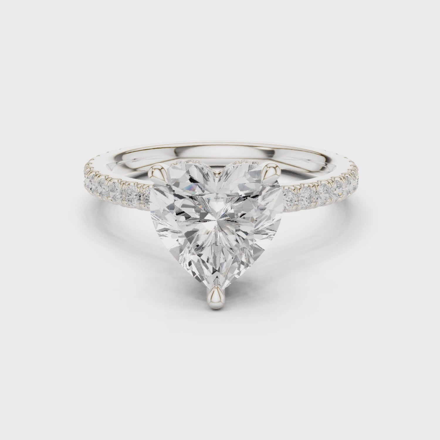 Heart Cut Diamond Double Hidden Halo Engagement Ring