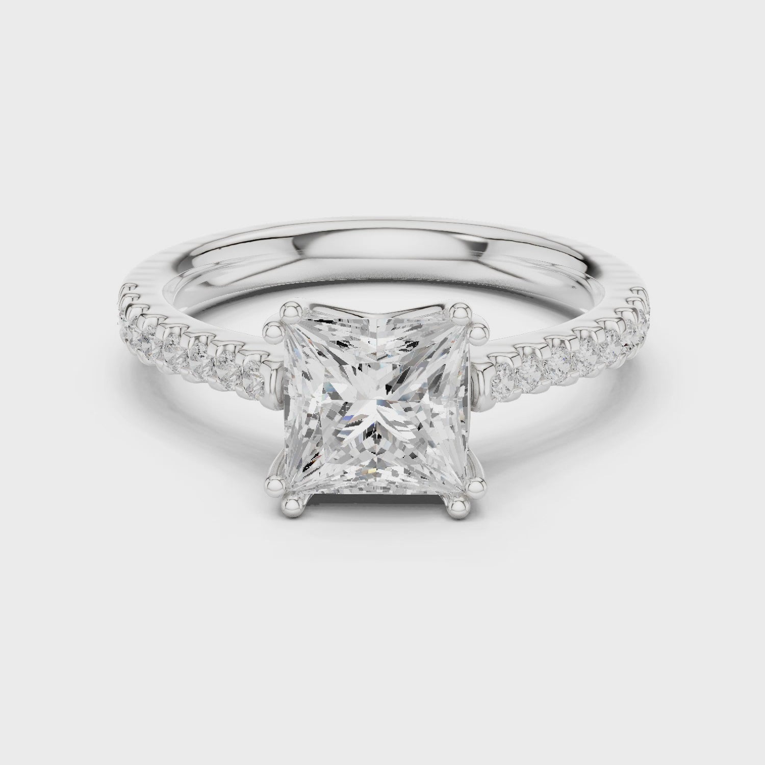 Princess-Cut Diamond Engagement Ring with Split Shank