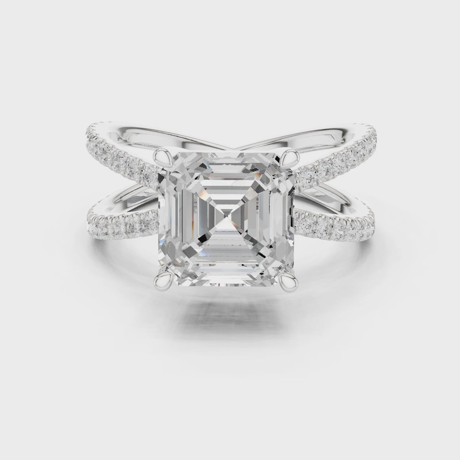 Asscher Cut Diamond Split Shank Engagement Ring