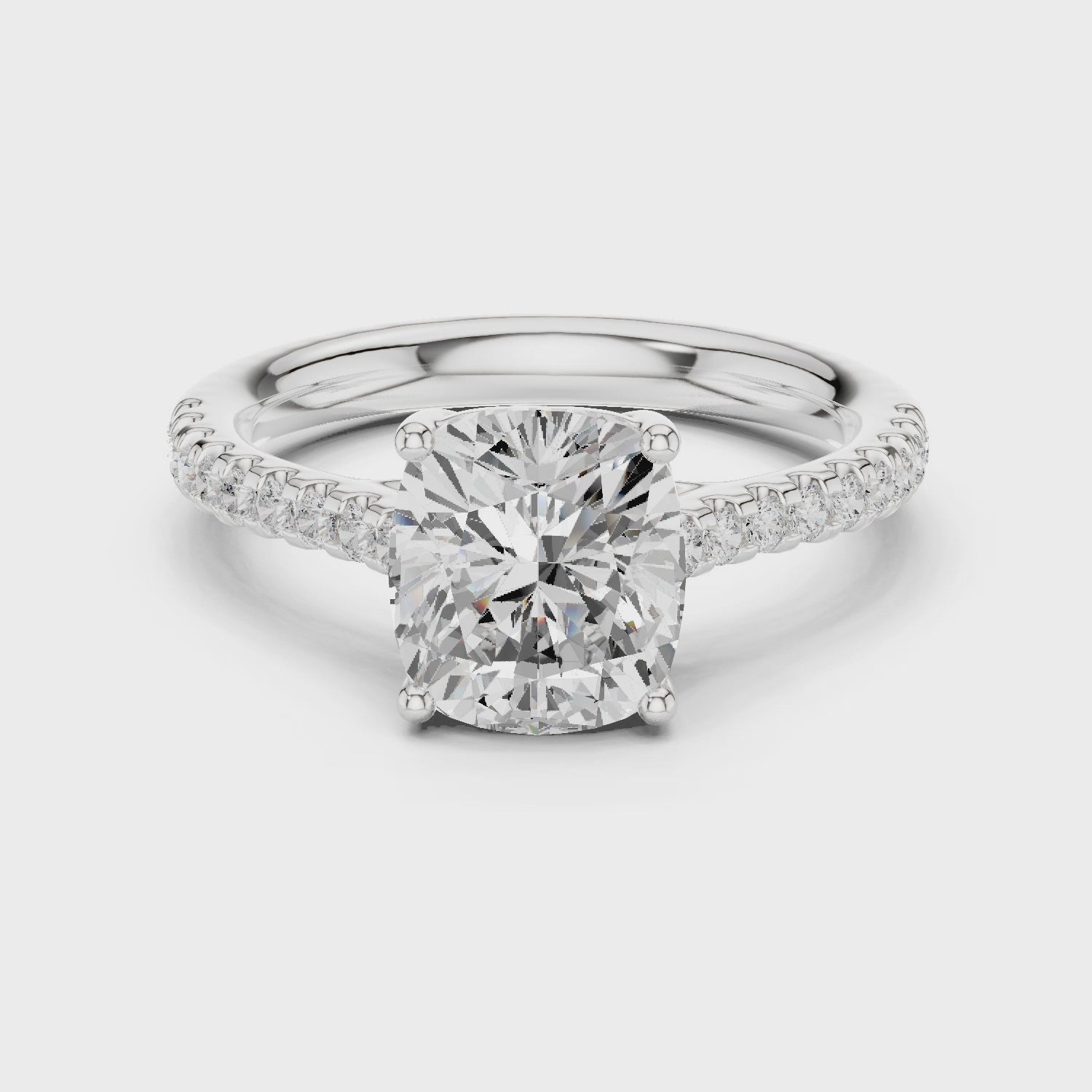 Cushion-Cut Diamond Engagement Ring with Split Shank