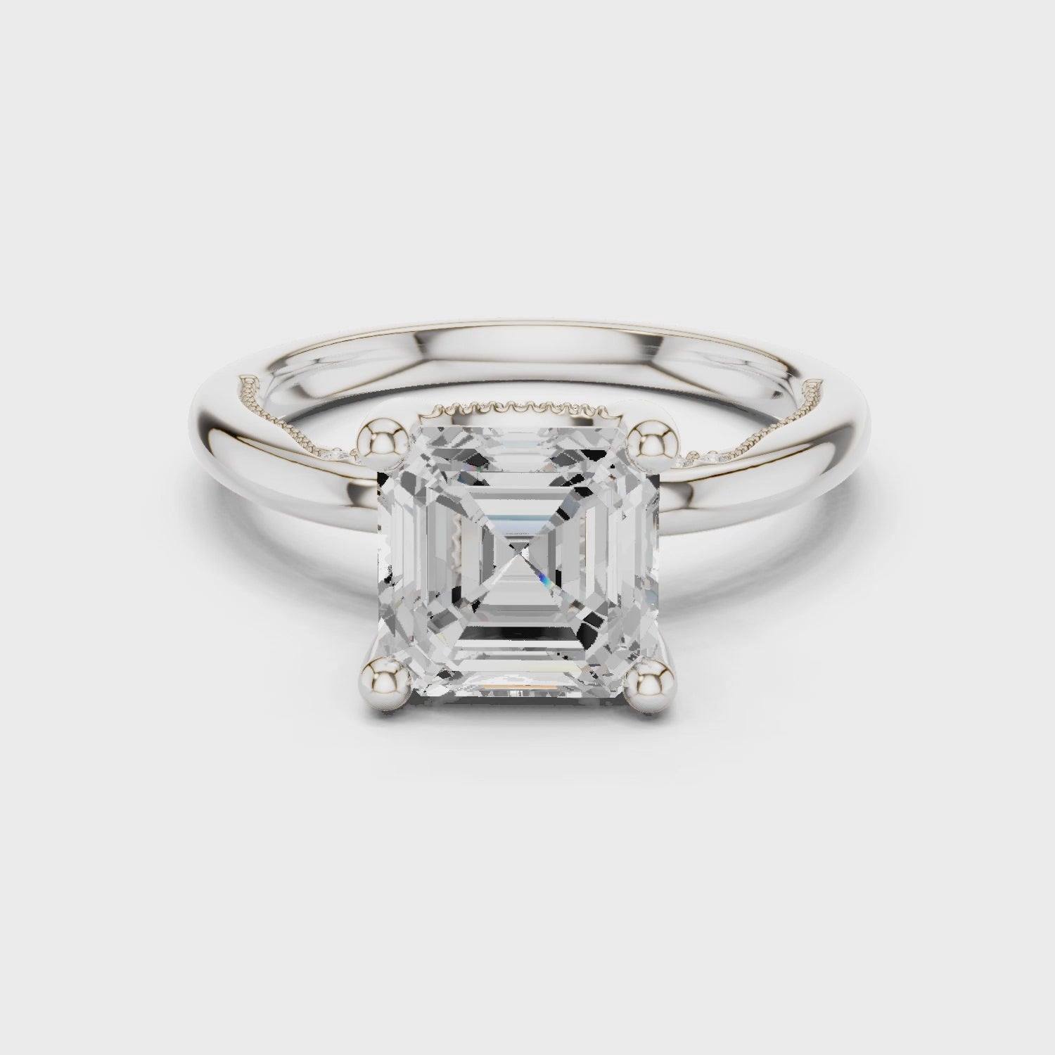Hidden Halo Asscher Cut Diamond Engagement Ring