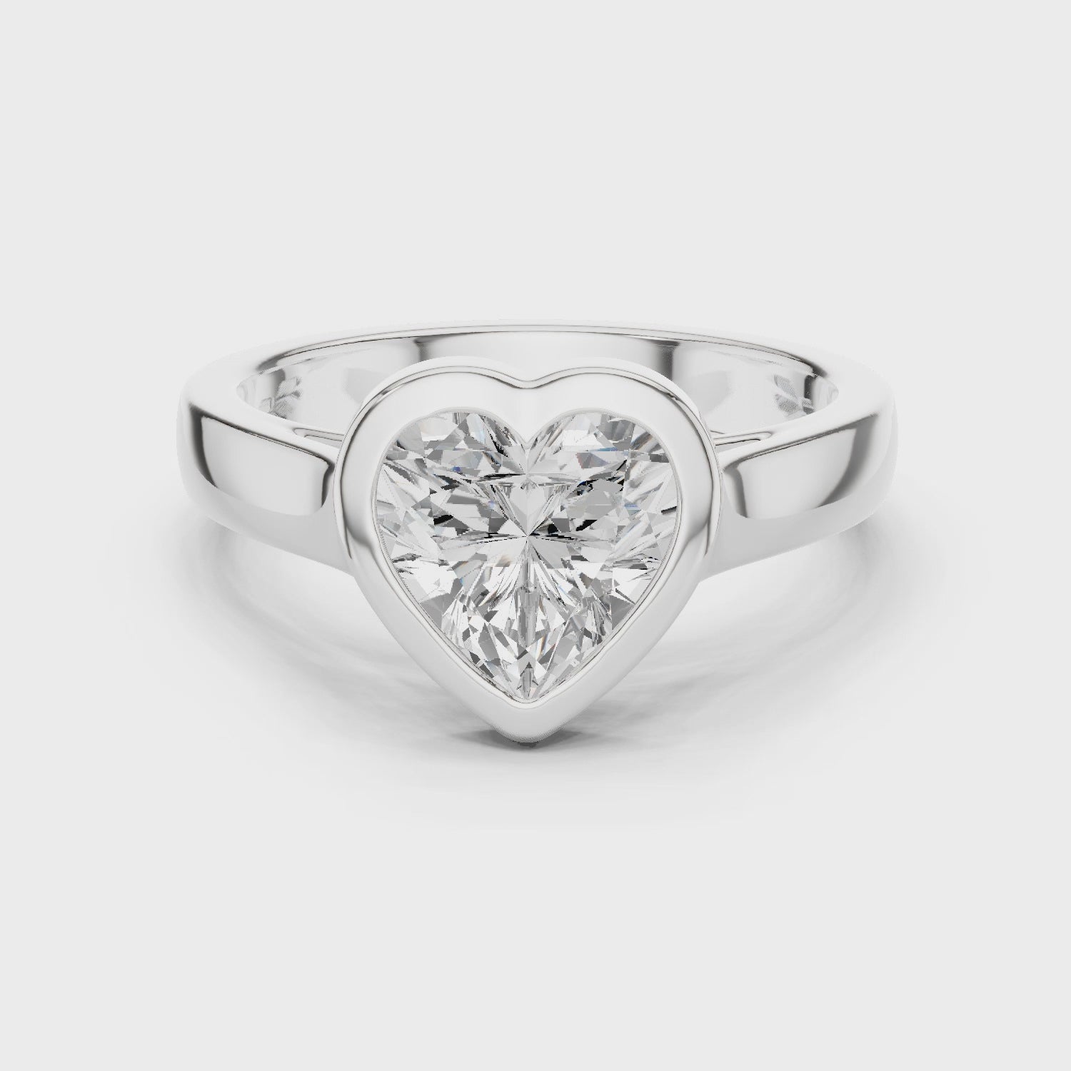 Heart Cut Diamond Bezel Solitaire Engagement Ring